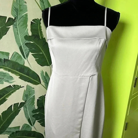 $148 J.Crew Spaghetti-strap foldover dress in satin-back crepe NWT Size 10 Gray - Picture 3 of 9